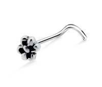 Flower Silver Curved Nose Stud NSKB-1025